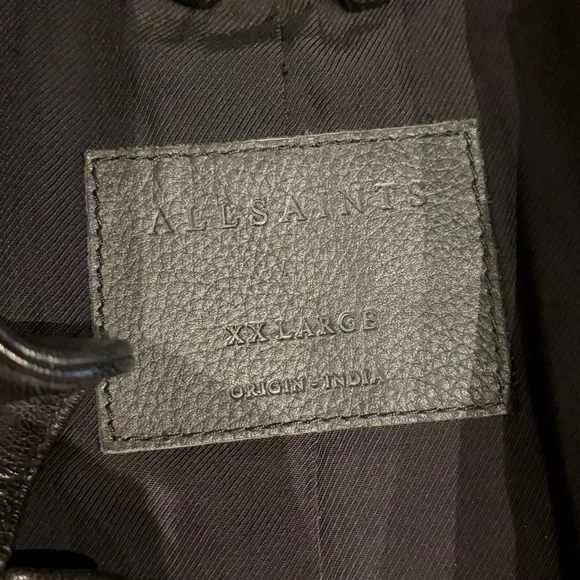 Men's All Saints Black Leather Shirt Jacket XXL - Picture 2 of 10